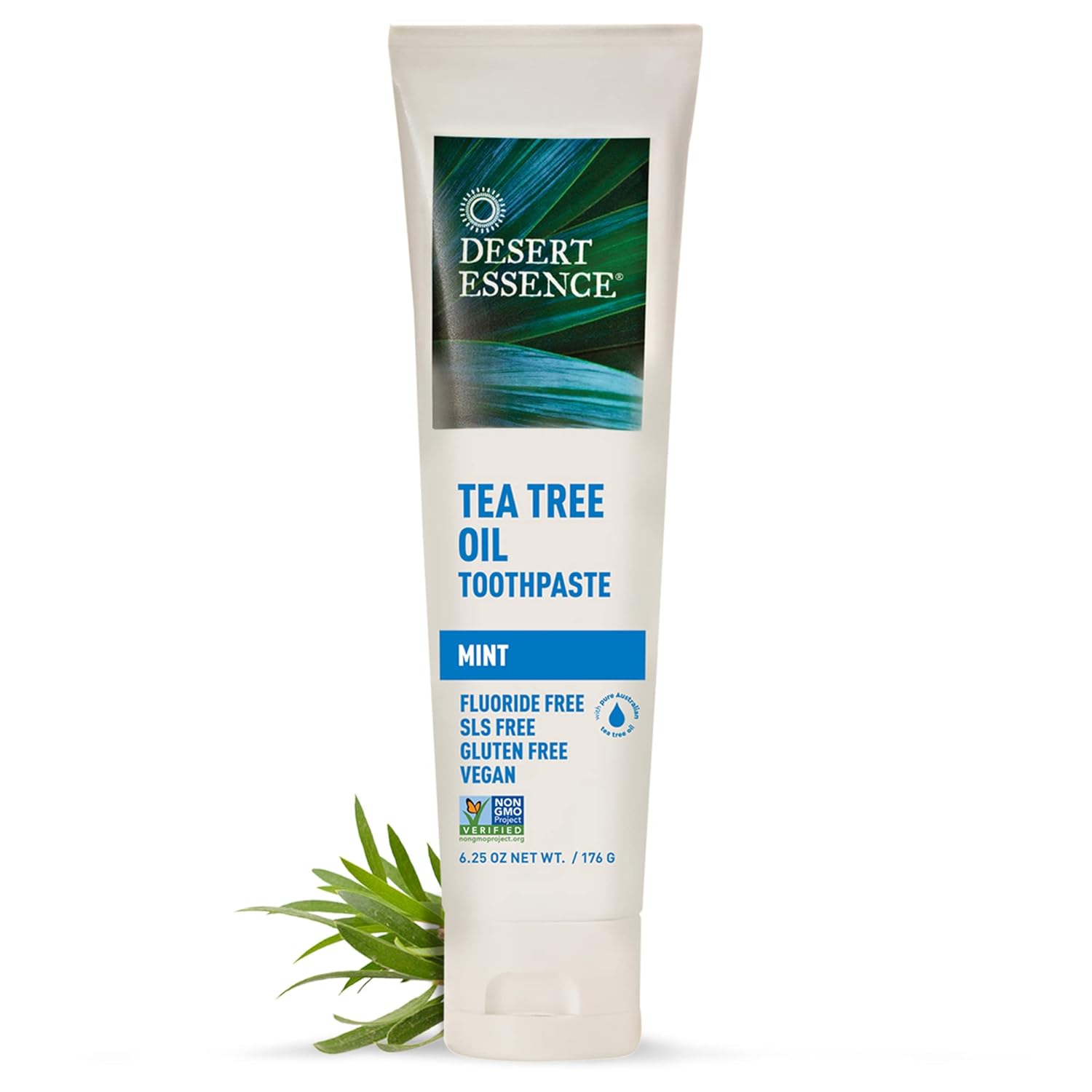 Pack of 2 x Desert Essence Natural Tea Tree Oil Toothpaste Mint - 6.25 oz